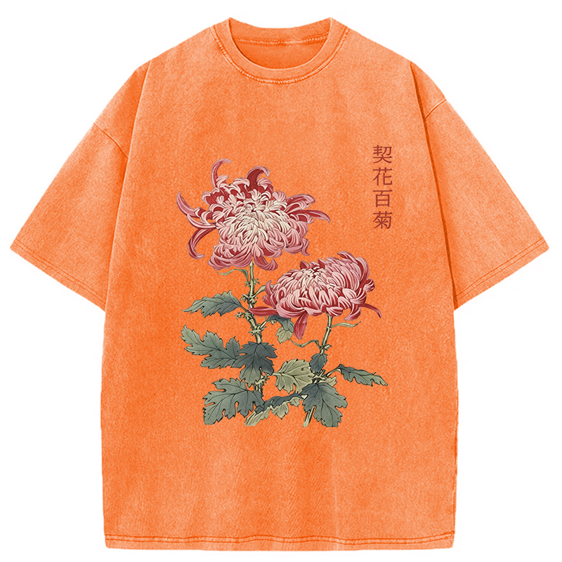 Modecanvas Chrysanthemum Floral Washed T-Shirt
