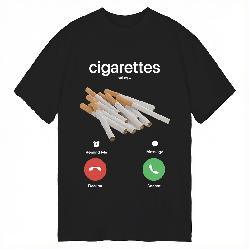 Modecanvas Cigarettes Phone Call DTG Printing Classic T-Shirt-modecanvas