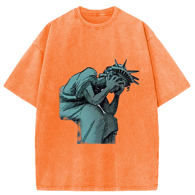 Modecanvas Lady Liberty Flaming Fist Washed T-Shirt