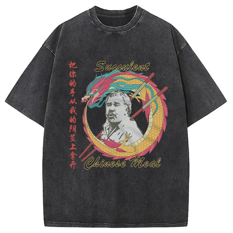 Modecanvas Succulent Chinese Meal Meme Washed T-Shirt-modecanvas