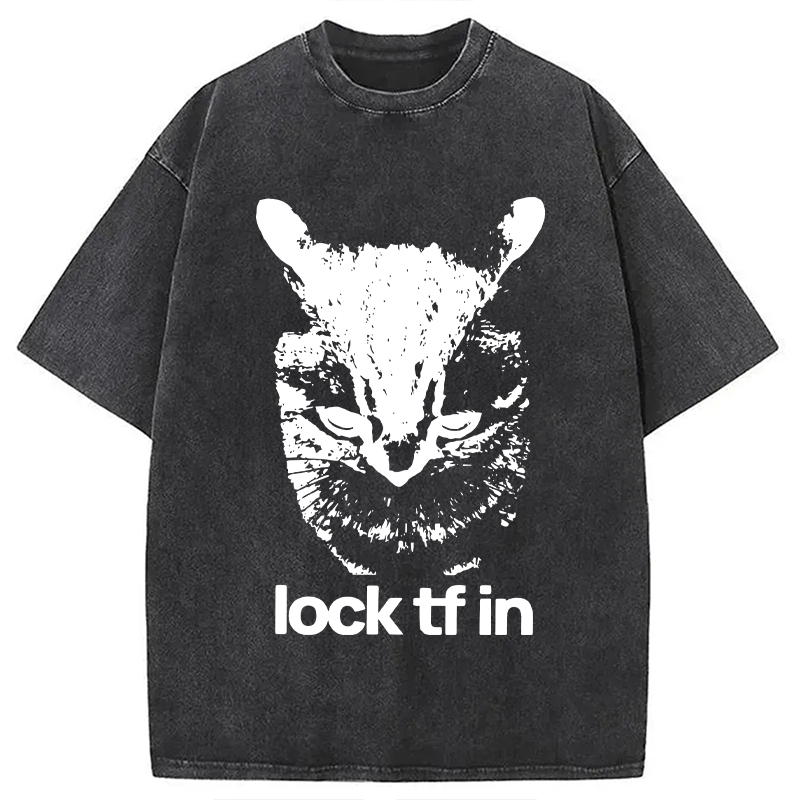 Modecanvas Lock TF In Cat Washed T-Shirt