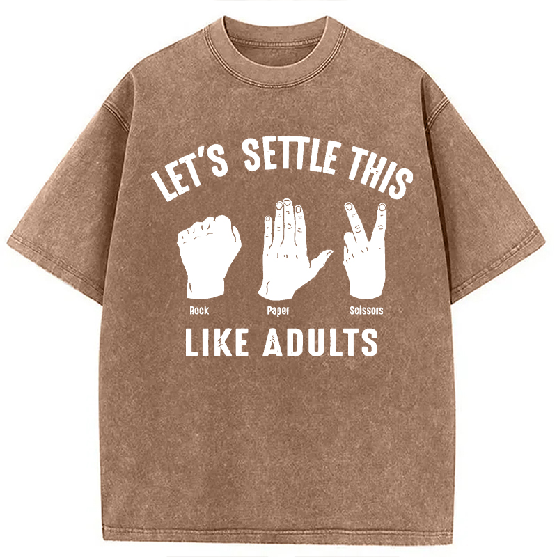 Modecanvas Solve The Problem With Rock-Paper-Scissors DTG Printing Washed T-Shirt
