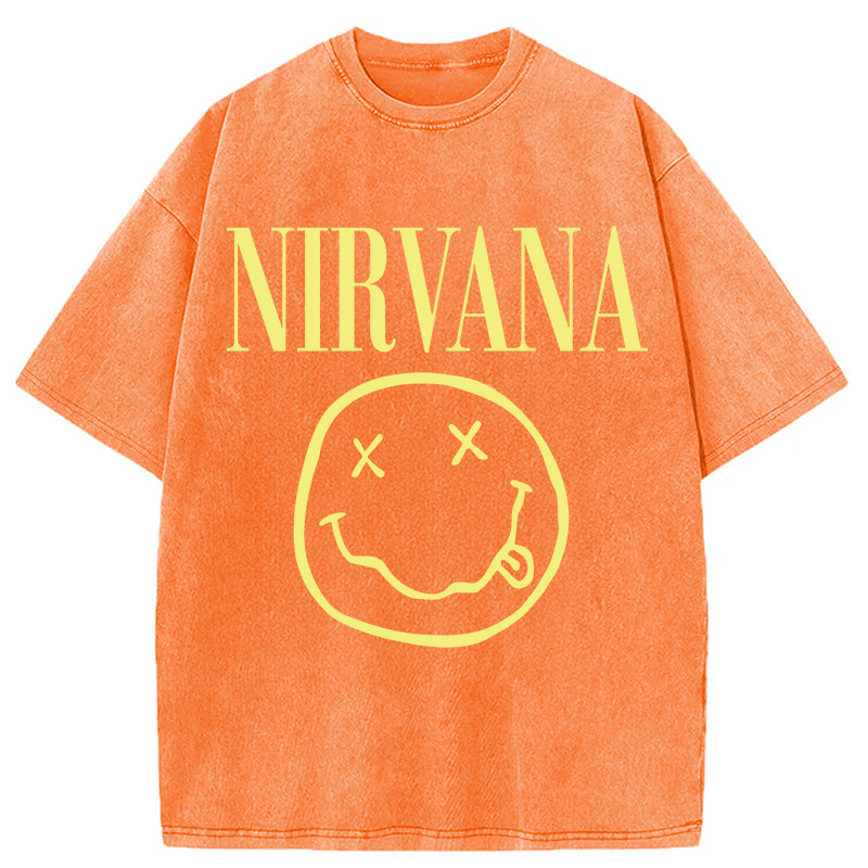 Modecanvas Yellow Smile Washed T-Shirt