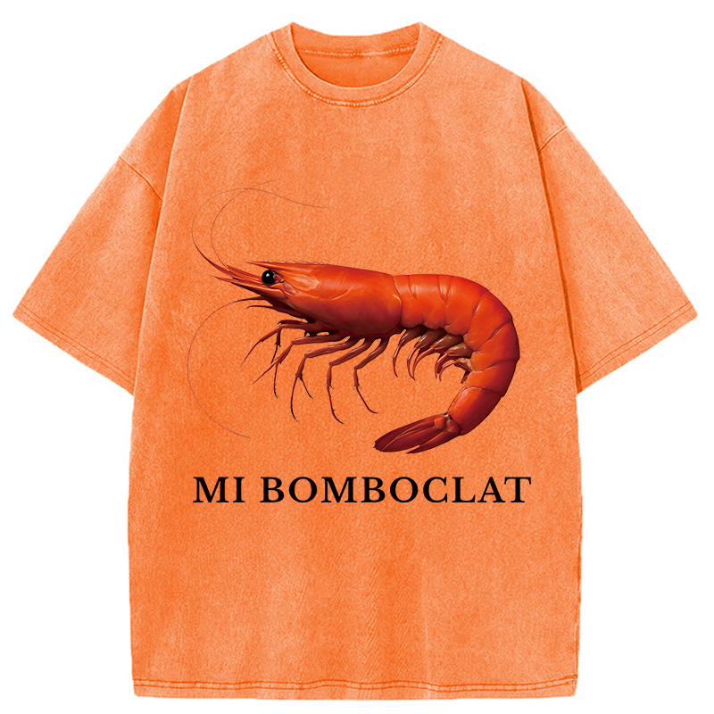 Modecanvas Mi Bomboclat Shrimp Meme Washed T-Shirt