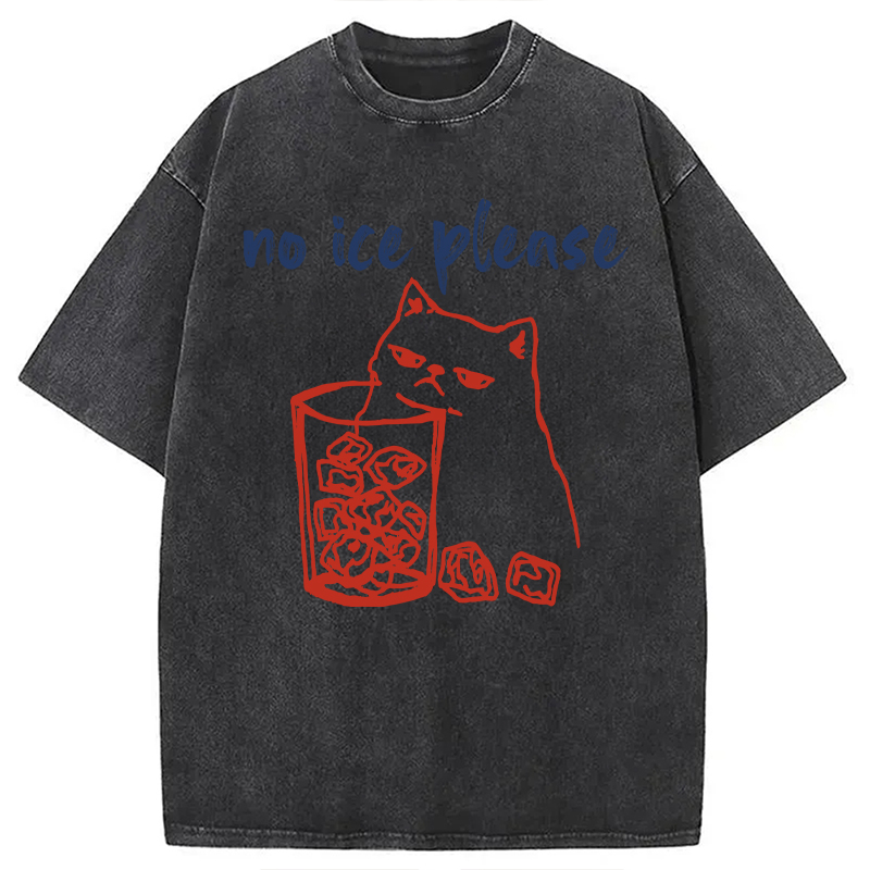 Modecanvas No Ice with Cat DTG Printing Washed T-Shirt