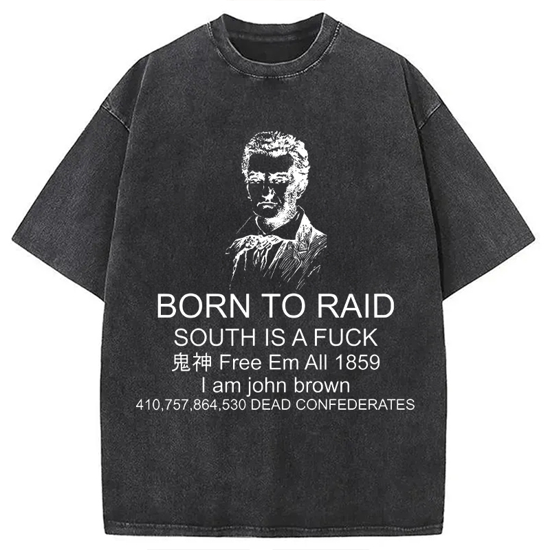 Modecanvas Born To Raid DTG Printing Washed T-Shirt