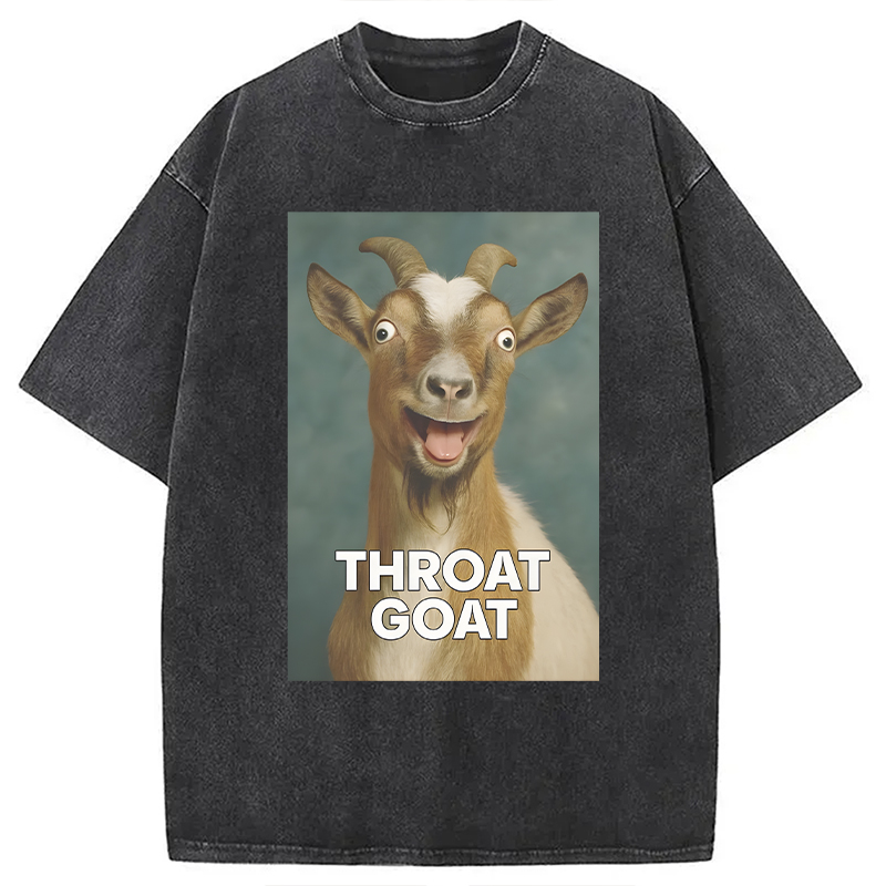 Modecanvas Throat Goat Funny DTG Printing Washed T-Shirt