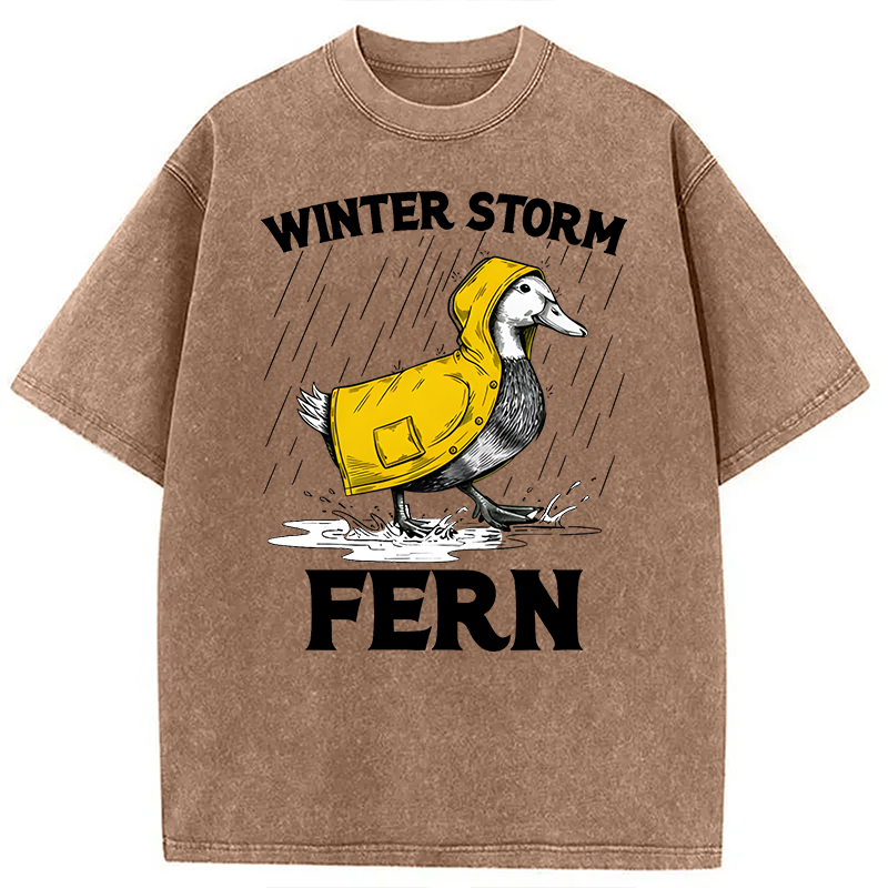 Modecanvas Winter Storm Fern 2026 DTG Printing Washed T-Shirt