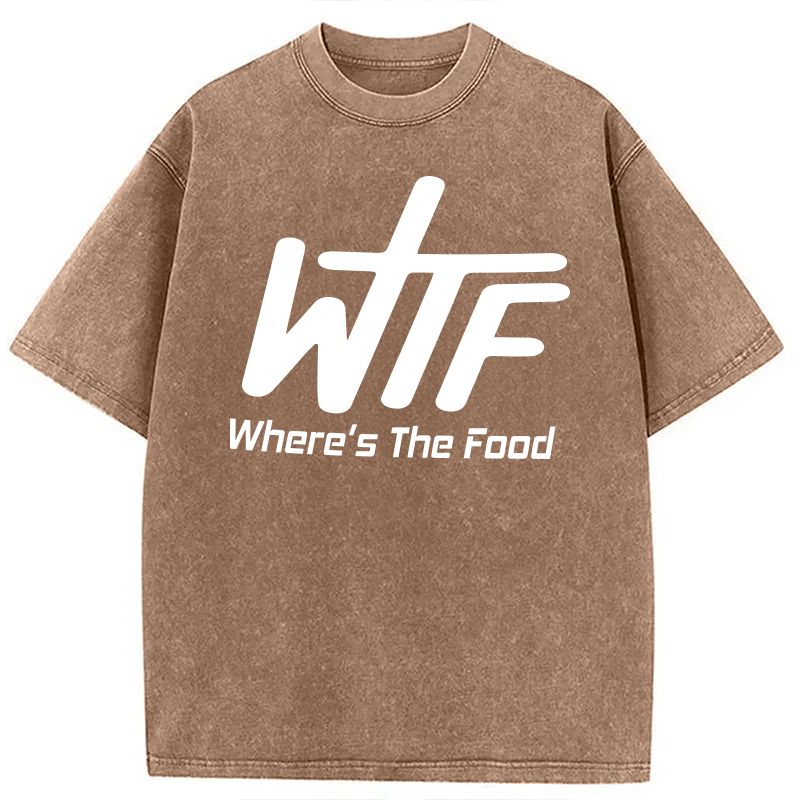 Modecanvas WTF Where Is The Food DTG Printing Washed T-Shirt