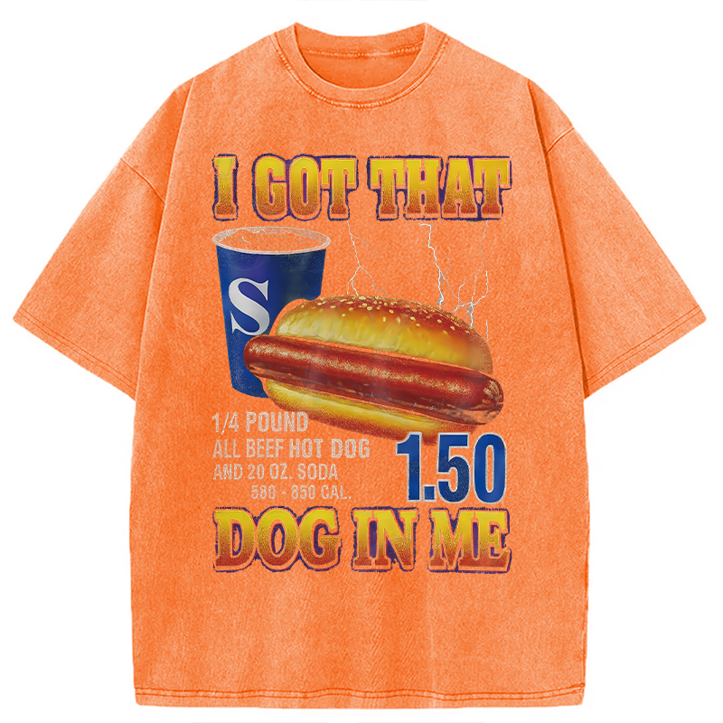 Modecanvas Funny Hot Dog DTG Printing Washed T-Shirt