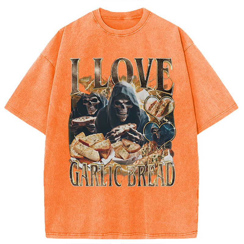 Modecanvas Gothic Garlic Bread Retro DTG Printing Washed T-Shirt