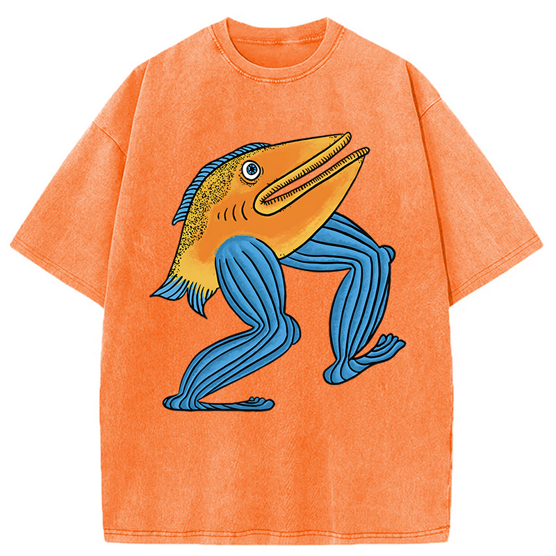 Modecanvas Leg Fish DTG Printing Washed T-Shirt