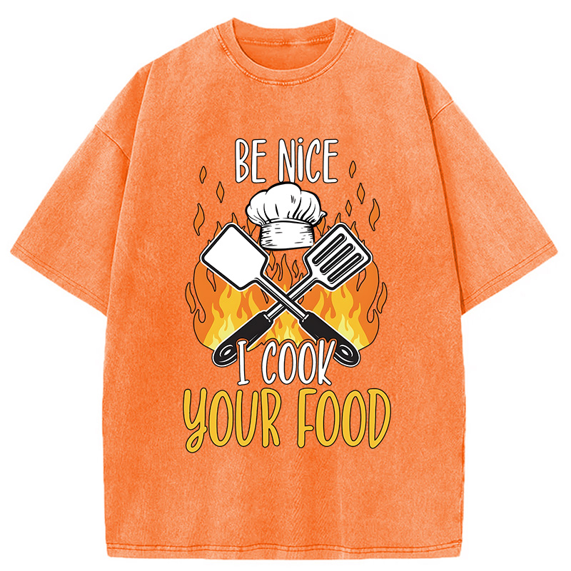 Modecanvas I Cook Your Food DTG Printing Washed T-Shirt