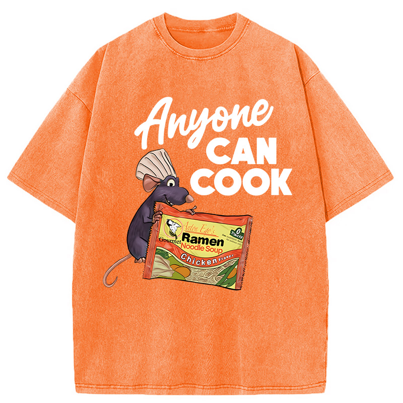 Modecanvas Anyone Can Cook Rat Meme DTG Printing Washed T-Shirt