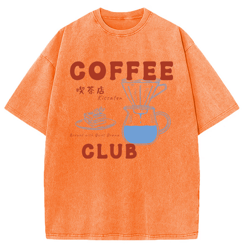 Modecanvas Kissaten Coffee Club DTG Printing Washed T-Shirt