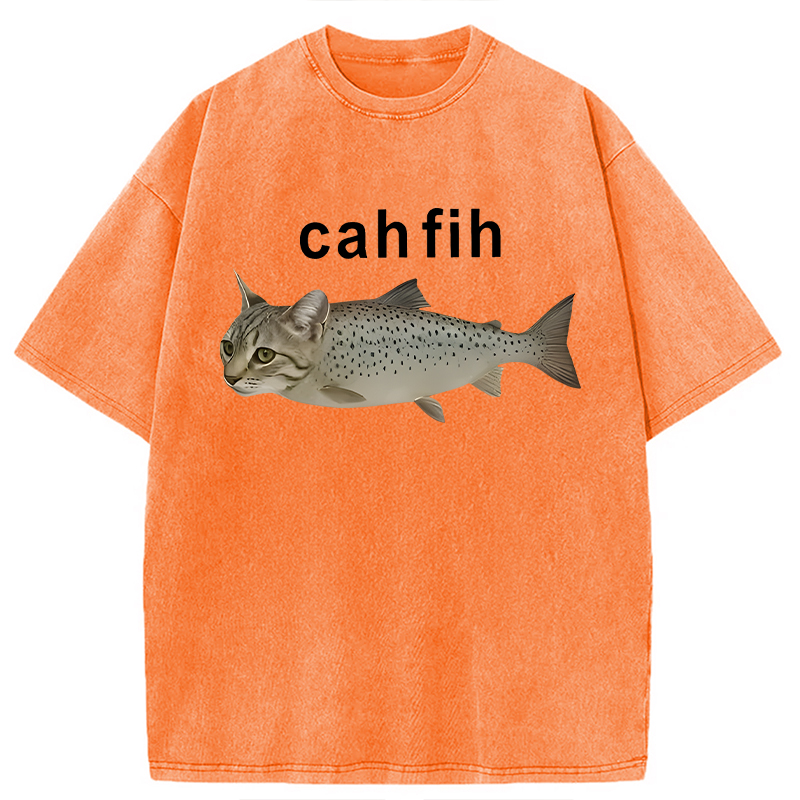 Modecanvas Cah Fih DTG Printing Washed T-Shirt-modecanvas