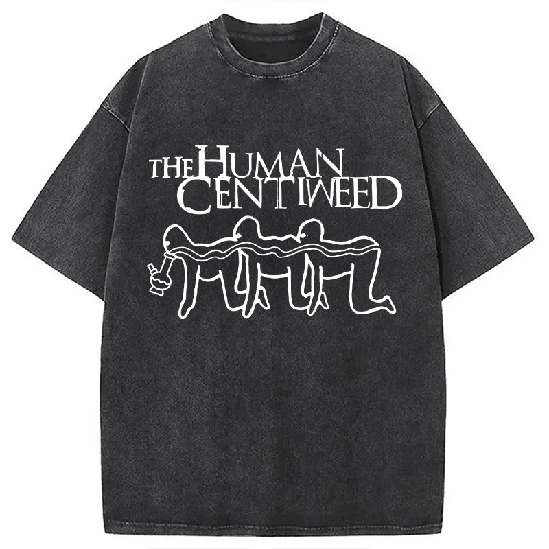Modecanvas Human Centiweed Funny Meme DTG Printing Washed T-Shirt-modecanvas