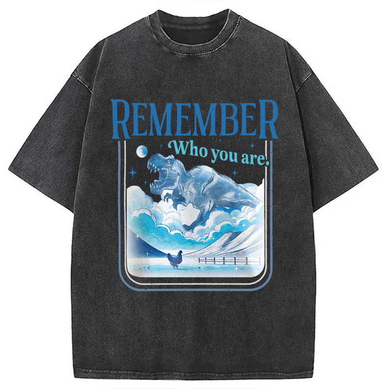 Modecanvas Remember Who You Are DTG Printing Washed T-Shirt-modecanvas