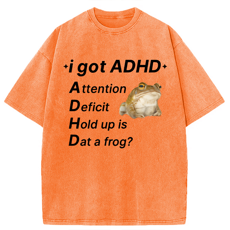 Modecanvas ADHD Frog DTG Printing Washed T-Shirt-modecanvas
