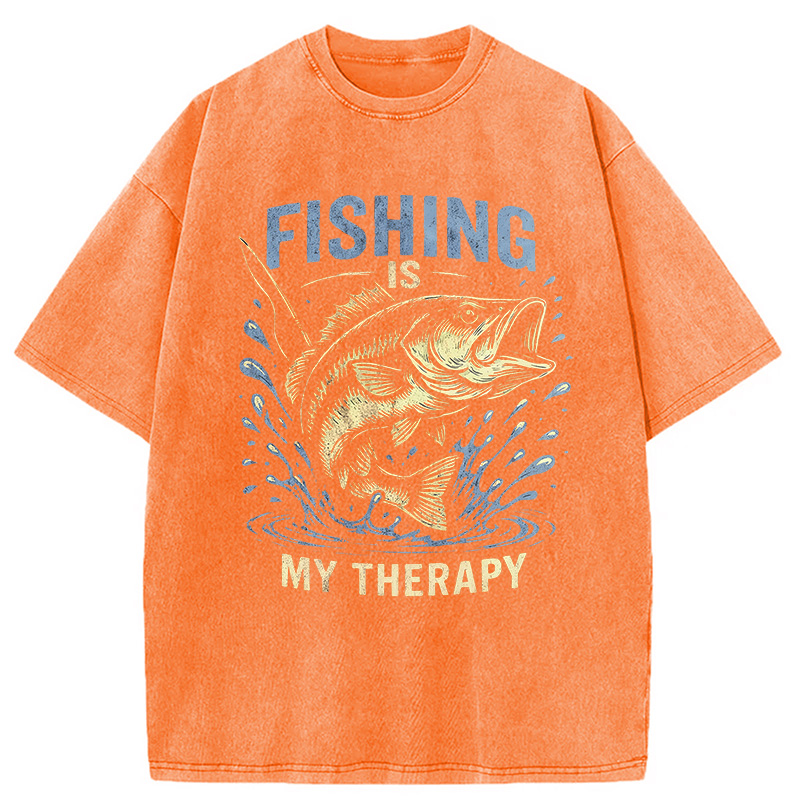 Modecanvas Funny Fisherman DTG Printing Washed T-Shirt-modecanvas