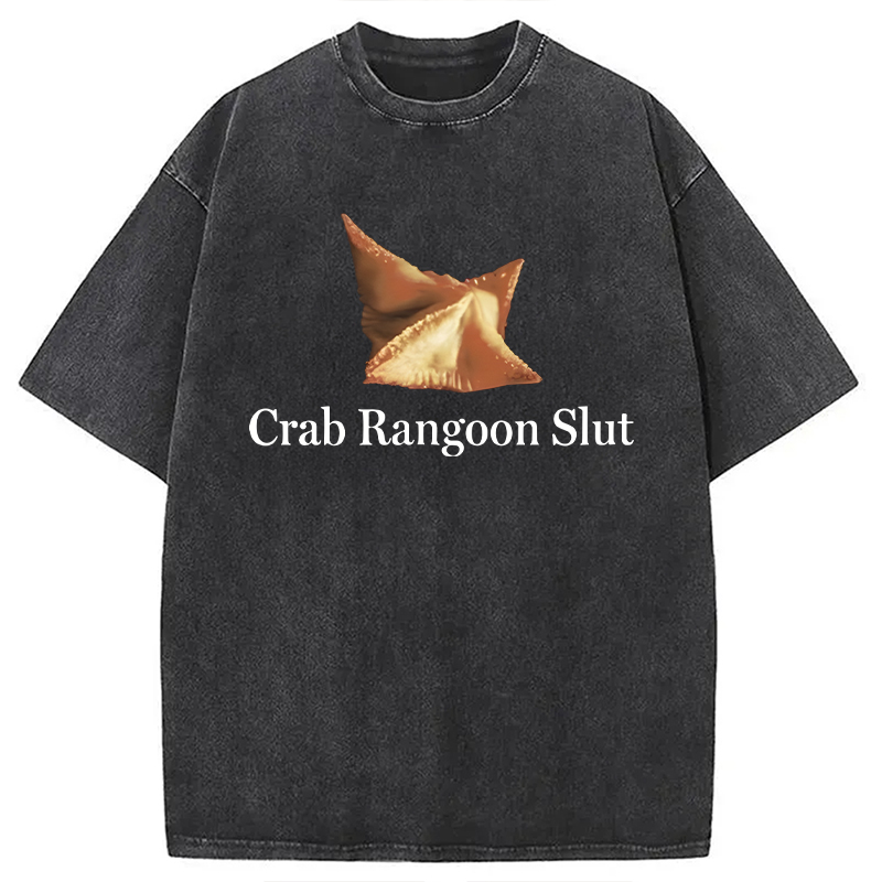 Modecanvas Crab Rangoon Slut DTG Printing Washed T-Shirt-modecanvas
