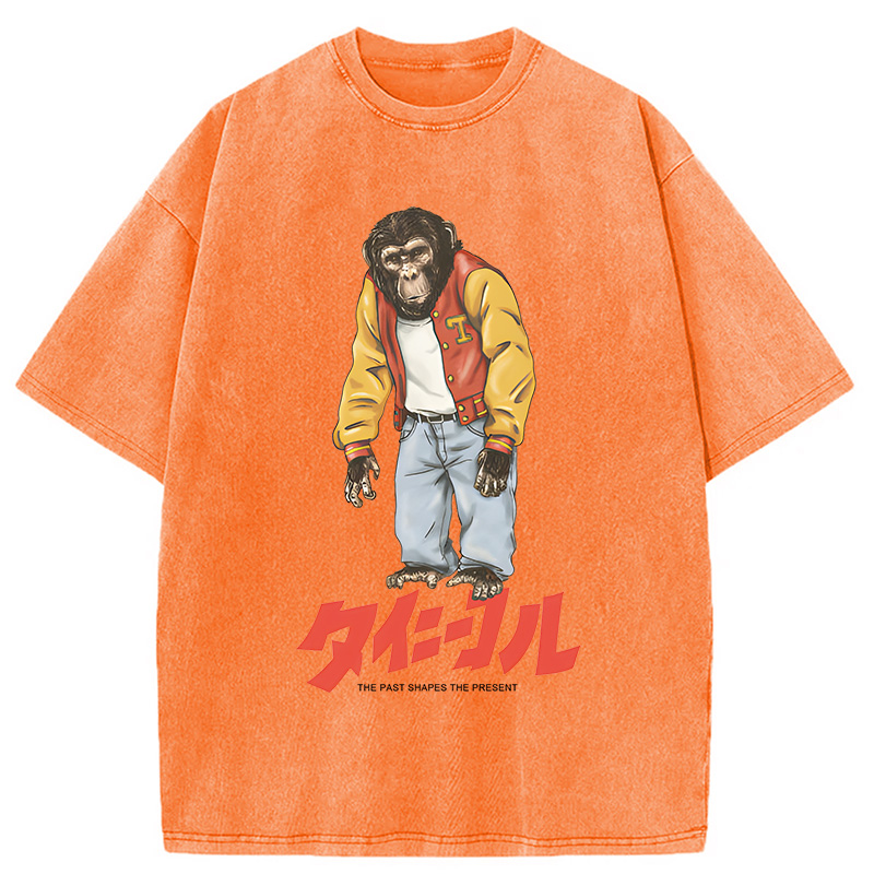 Modecanvas The Past Shapes DTG Printing Washed T-Shirt-modecanvas