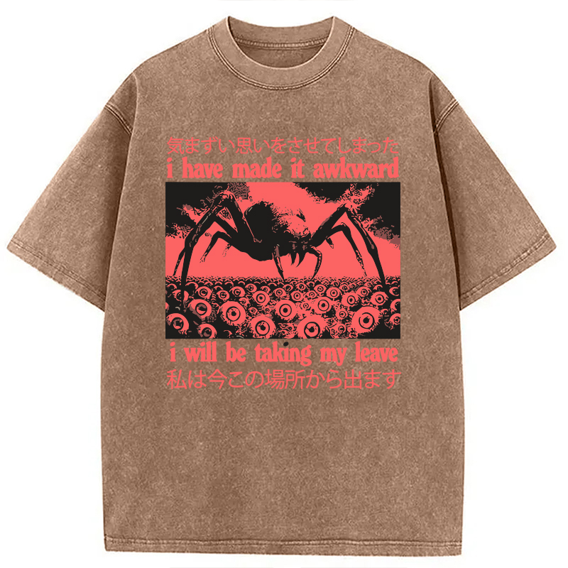 Modecanvas I Have Made It Awkward Spider Crab DTG Printing Washed T-Shirt-modecanvas