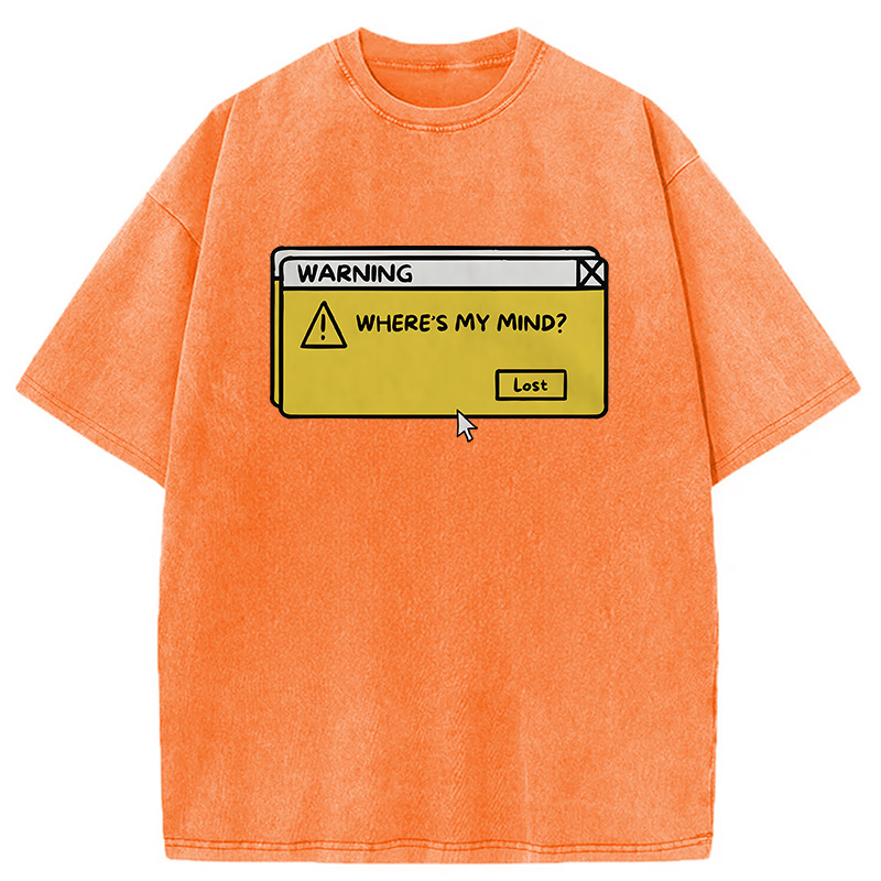 Modecanvas Vintage Warning Computer Tab DTG Printing Washed T-Shirt-modecanvas