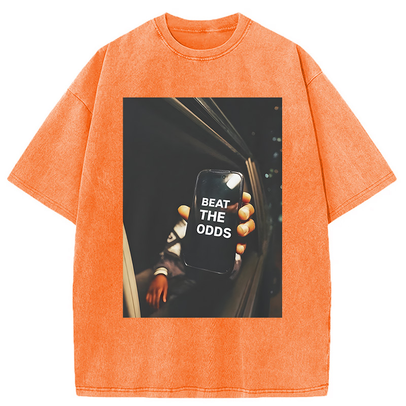 Modecanvas Beat The Odds Funny Meme DTG Printing Washed T-Shirt-modecanvas