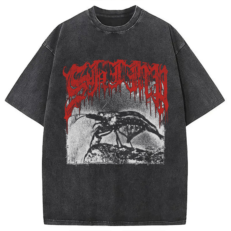 Modecanvas Shimp Metal DTG Printing Washed T-Shirt-modecanvas