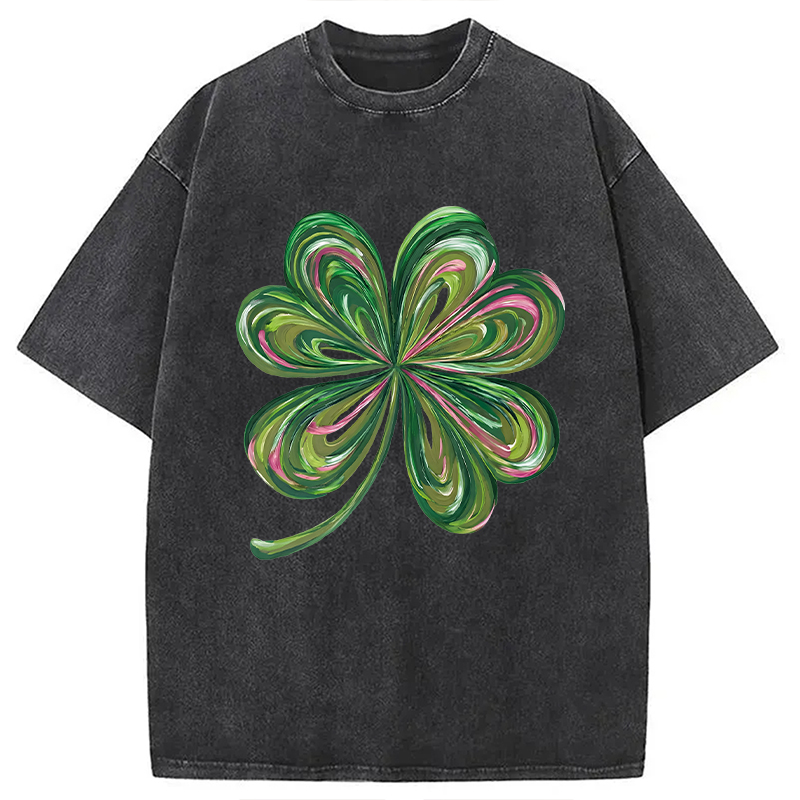 Modecanvas Lucky Shamrock DTG Printing Washed T-Shirt-modecanvas