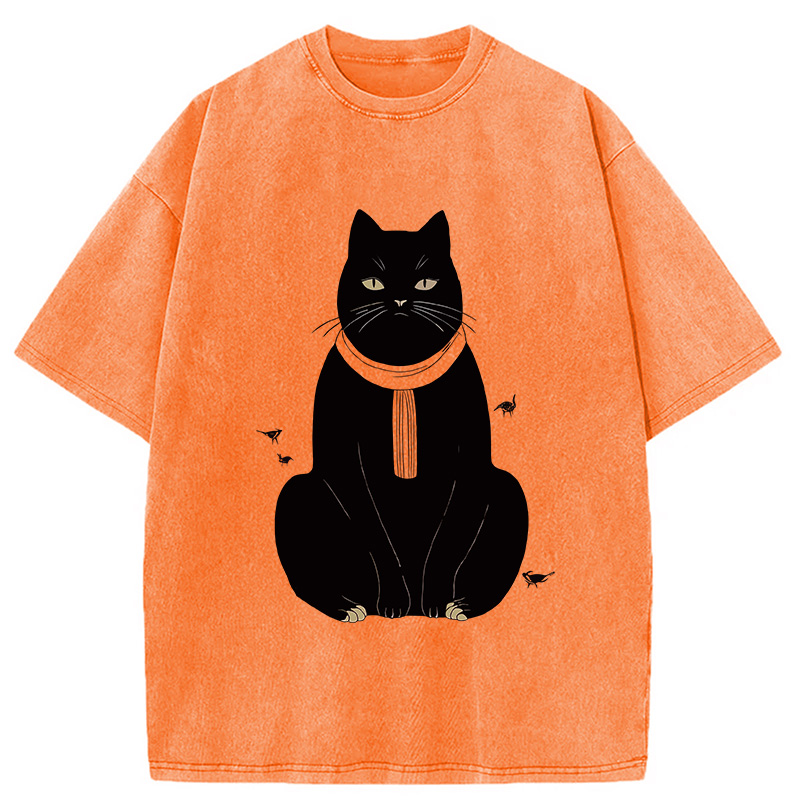 Modecanvas Japanese Cat With Scarf Washed T-Shirt