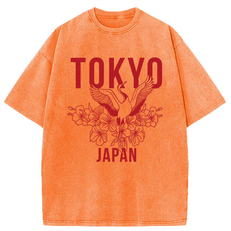 Modecanvas Japanese Bird Tokyo DTG Printing Washed T-Shirt