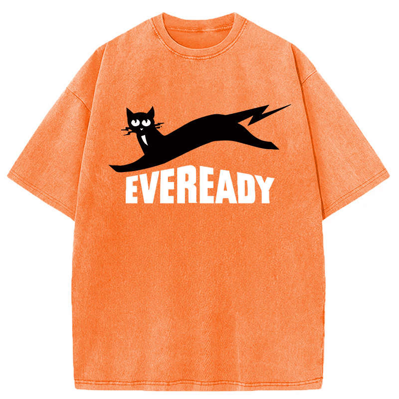 Modecanvas Eveready Cat DTG Printing Washed T-Shirt