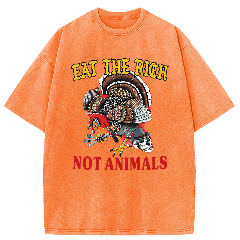Modecanvas Eat the Rich Not Animals DTG Printing Washed T-Shirt