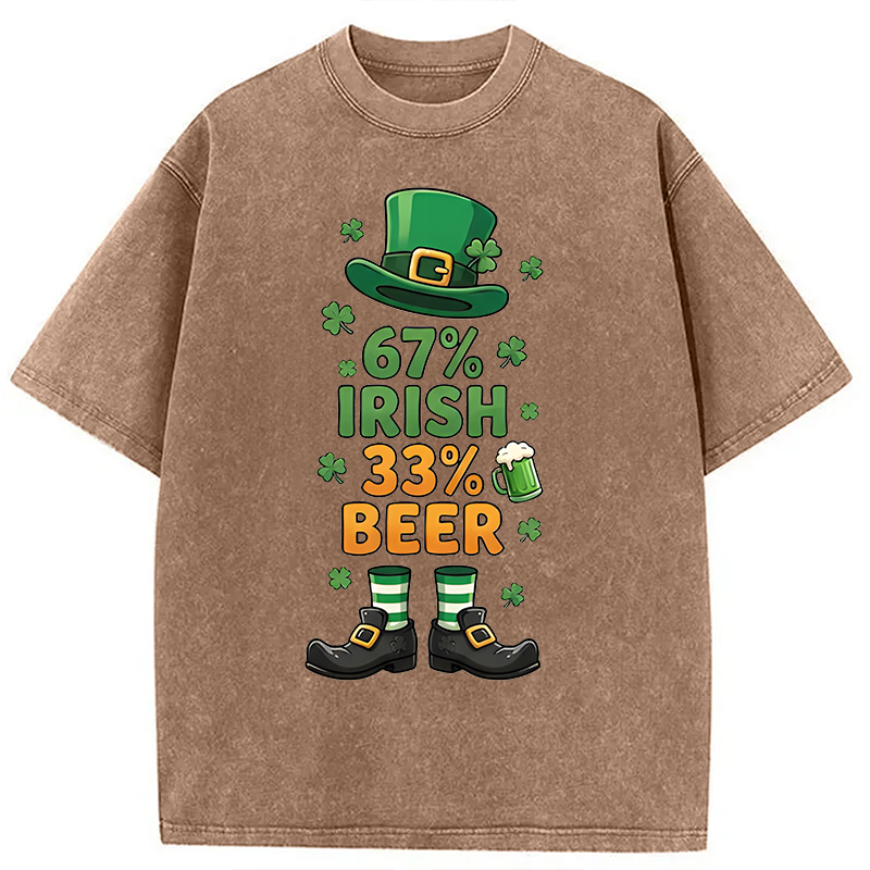 Modecanvas 67 Irish 33 Beer DTG Printing Washed T-Shirt