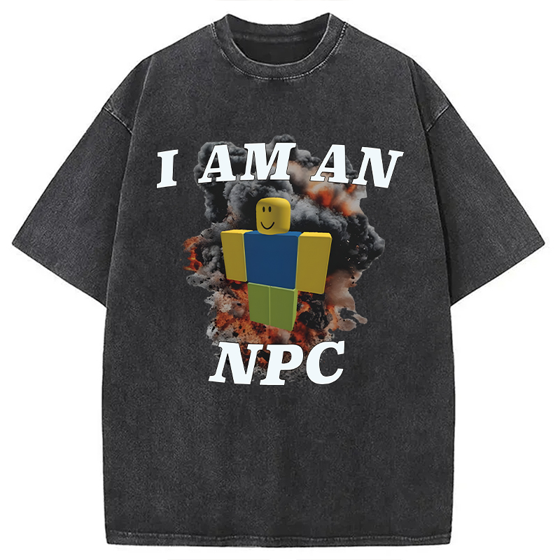 Modecanvas Roblox NPC Meme DTG Printing Washed T-Shirt