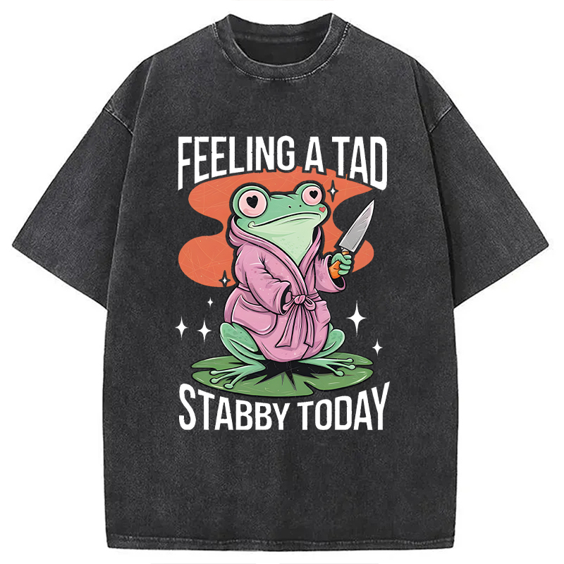 Modecanvas Stabby Frog Funny Meme DTG Printing Washed T-Shirt