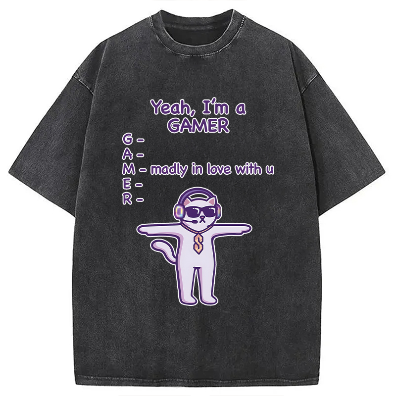 Modecanvas Madly In Love With You DTG Printing Washed T-Shirt