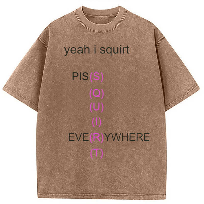 Modecanvas Yeah I Squirt PISS EVERYWHERE Meme DTG Printing Washed T-Shirt