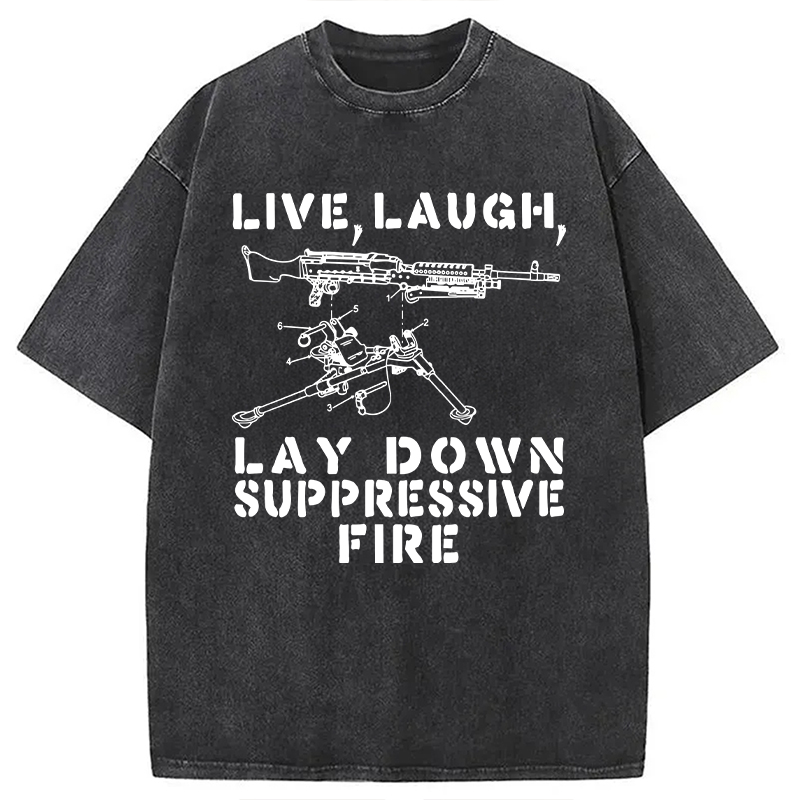 Modecanvas Suppression By Force Funny DTG Printing Washed T-Shirt