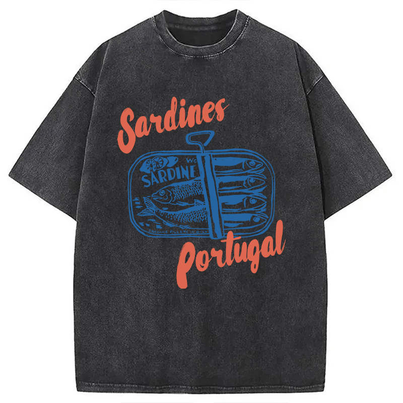 Modecanvas Tinned Fish DTG Printing Washed T-Shirt