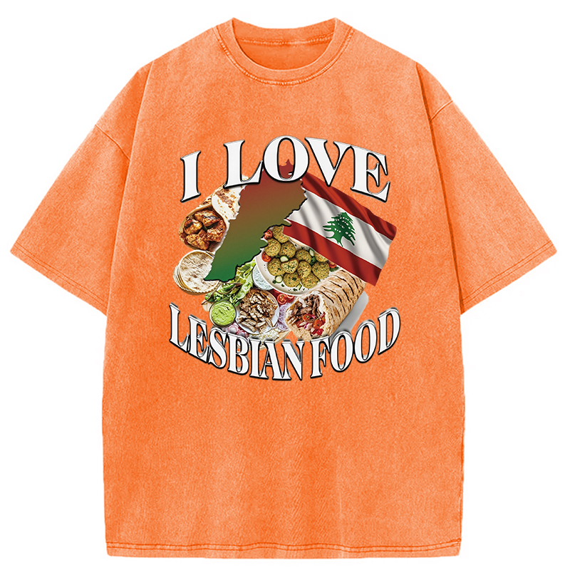 Modecanvas I Love Lesbian Food Washed T-Shirt