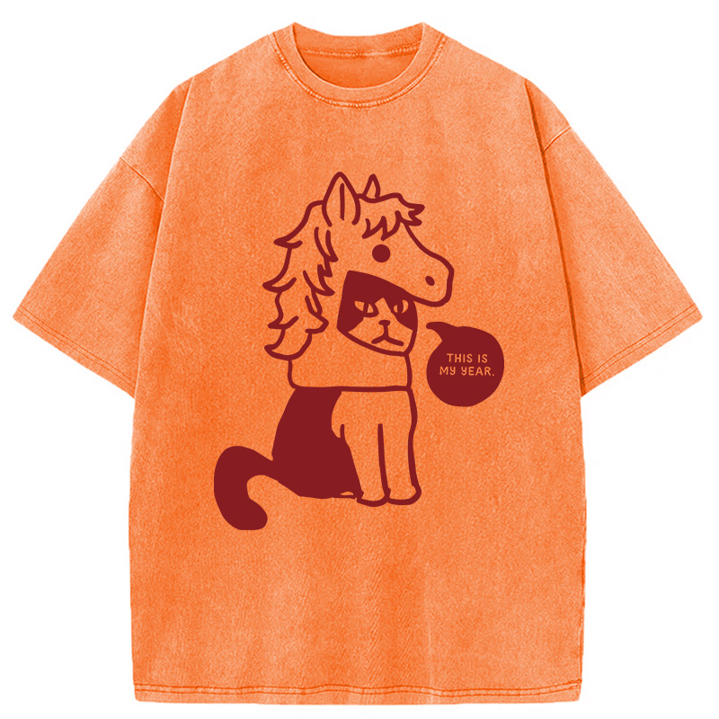 Modecanvas This Is My Year Horse Year DTG Printing Washed T-Shirt