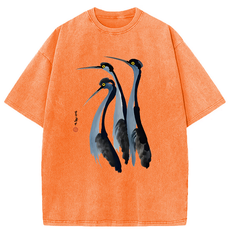 Modecanvas Blue Crane DTG Printing Washed T-Shirt