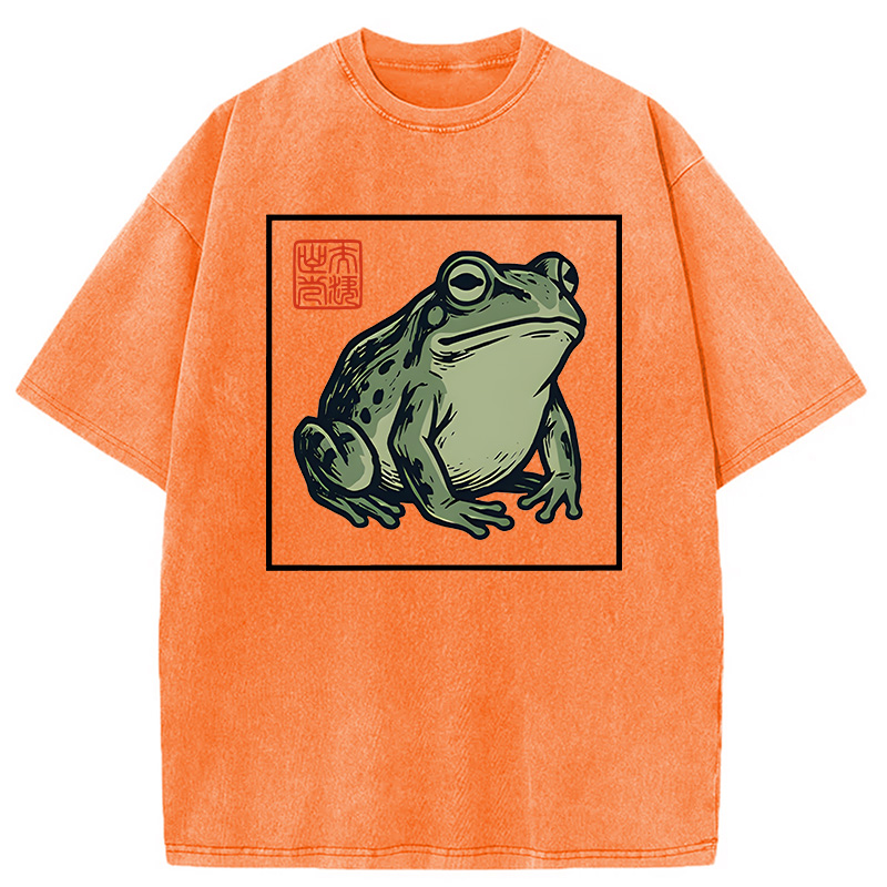 Modecanvas Zen Frog DTG Printing Washed T-Shirt
