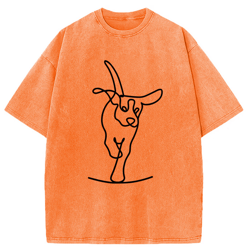 Modecanvas Minimalist Dog DTG Printing Washed T-Shirt