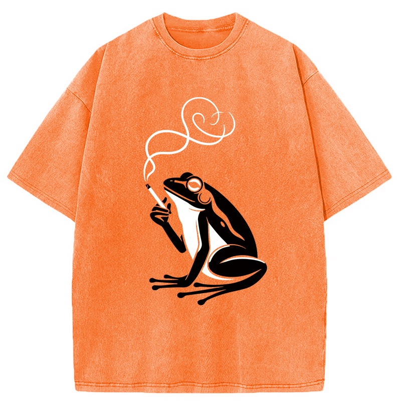 Modecanvas Minimalist Frog DTG Printing Washed T-Shirt