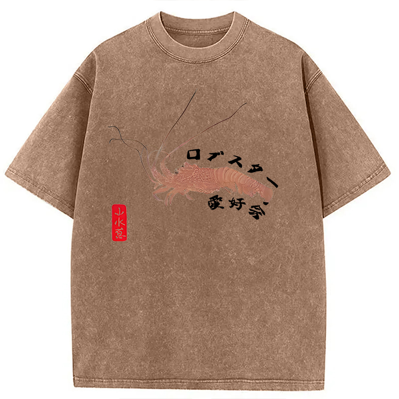 Modecanvas Lobster Lover Club DTG Printing Washed T-Shirt