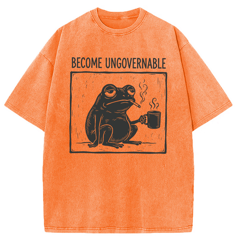 Modecanvas Become Ungovernable Frog DTG Printing Washed T-Shirt